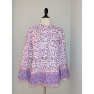 J Crew Iris Block Print Floral Tunic with Metallic Thread Sz XS NWT